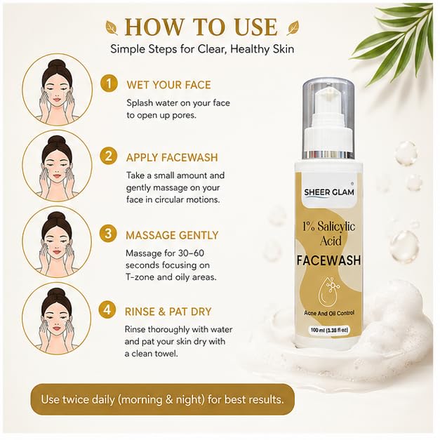Sheer Glam 1% Salicylic Acid Face Wash 100 ml