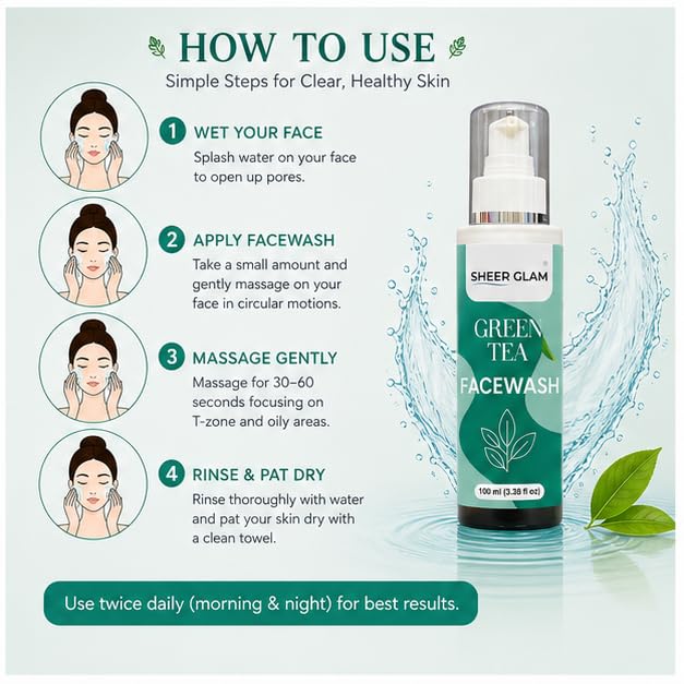 Sheer Glam Green Tea Face Wash 100 ml