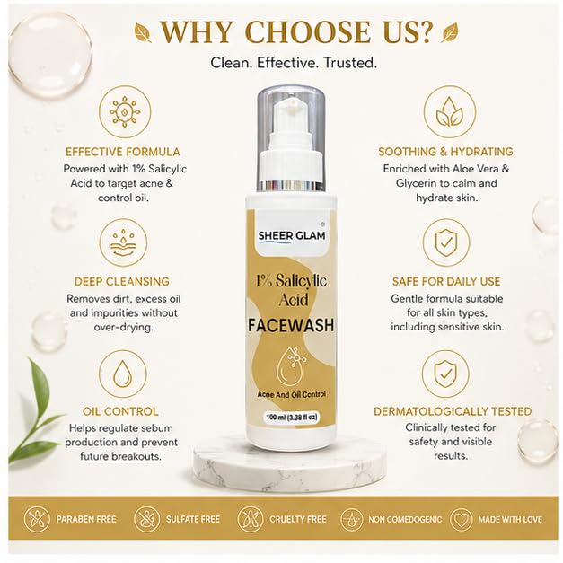 Sheer Glam 1% Salicylic Acid Face Wash 100 ml