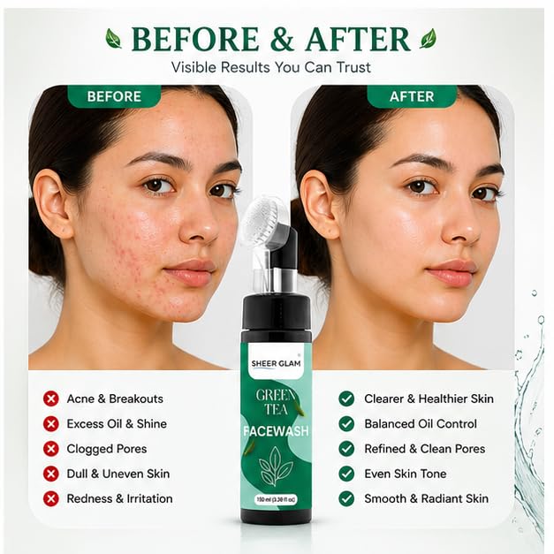 Sheer Glam Green Tea Face Wash 150 ml Applicator
